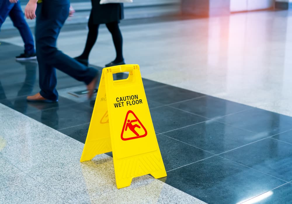 "Caution Wet Floor" sign.