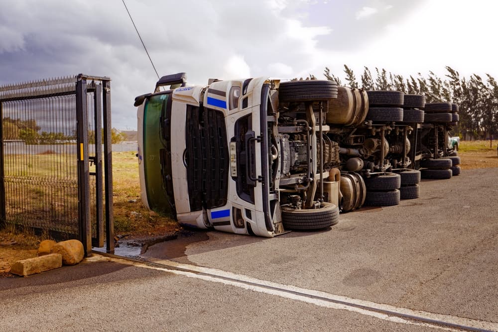 A Lorry Overturned in the Middle of an Extreme Storm

